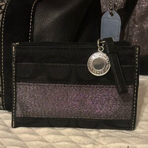 Coach Black and Silver Card Holder/Change Purse, matches bag in other post.